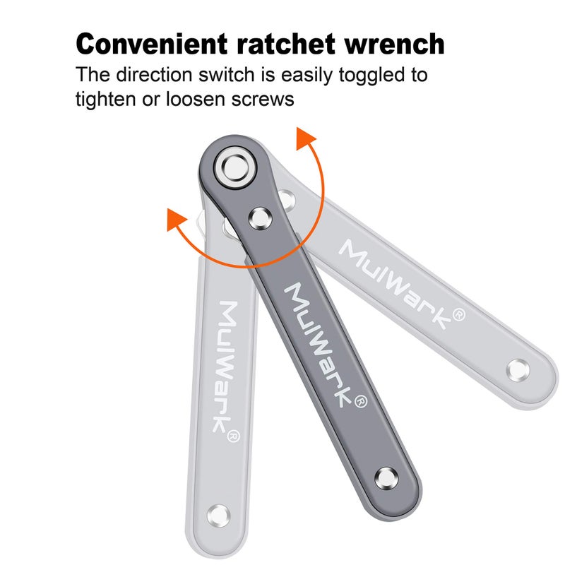 Mulwark 11Pc Right Angle Screwdriver 1/4 Mini Ratchet Wrench Close Quarters Pocket Screwdriver Set With High Torque & Low Profile- Edc Tool With 90 Degree Mini Offset Reversible Drive Handle - Image 4