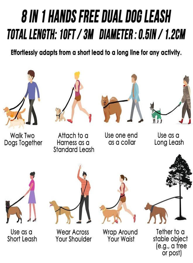 Lukovee Hands Free Dog Leash, 10FT Adjustable Training Lead 1/2 Inch Nylon Heavy Duty Lead No Pull for Large Medium Dogs, Tangle Free Reflective Waist-Leash for Walking Running, Blue - Image 3