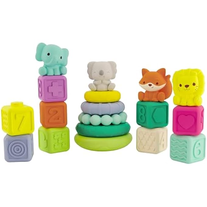 STACKABLES ACTIVITY PLAYSET - STACKING BLOCKS, RINGS AND PALS FOR BABIES AND TODDLERS, MULTICOLOR, 18-PIECE INTERCHANGEABLE SET - Image 2
