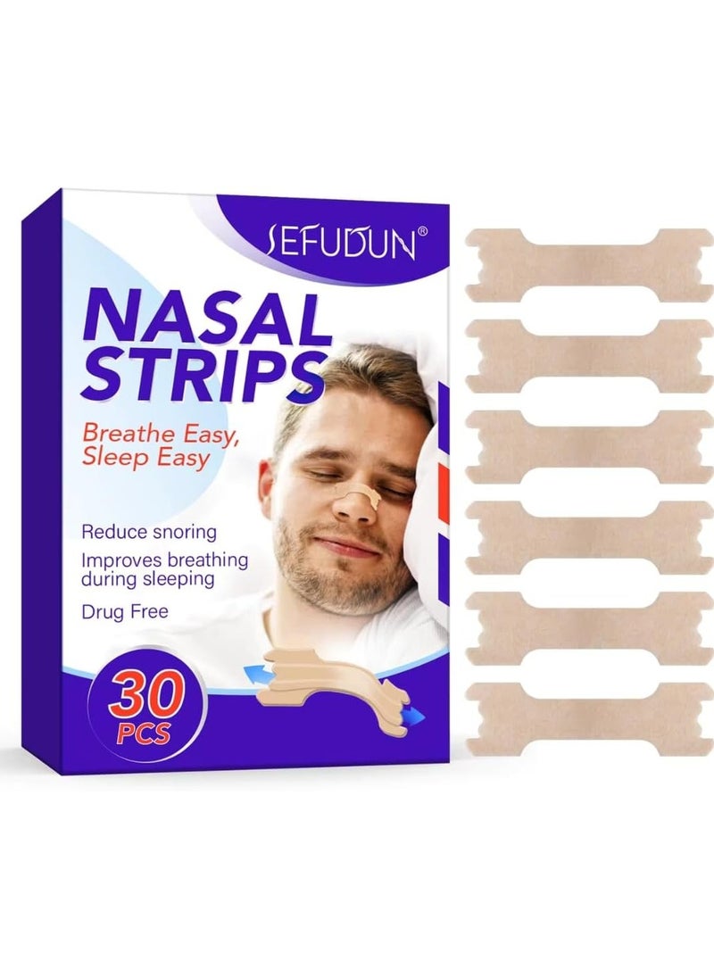 Sefudun Nasal Strips, Breathe Nose Strips to Reduce Snoring and Relieve Nose Congestion Works Instantly to Improve Sleep, Relieve Nasal Congestion Due to Colds & Allergy, 11.5*2.5*15.3 cm(30Pcs)  - Image 1
