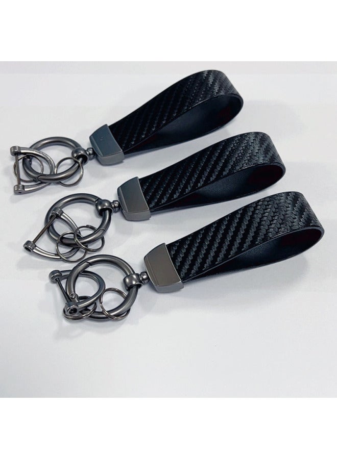 Business Men's Car Keychain High-Quality Carbon Fiber Pattern Electric Car Keychain Printed Logo Car Logo Creative - Image 3