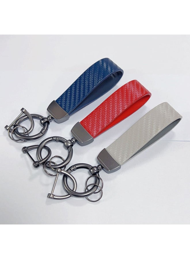 Business Men's Car Keychain High-Quality Carbon Fiber Pattern Electric Car Keychain Printed Logo Car Logo Creative - Image 4