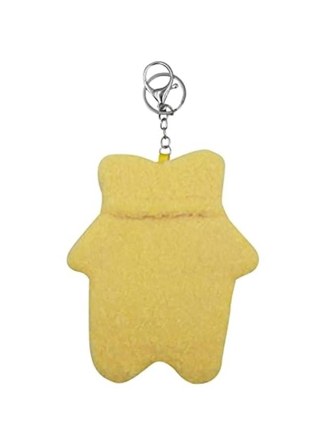 Generic Cute Plush Photocard Holder Kpop Credit ID Bank Card Bus Card Protective Case Photo Sleeves with Keychain,Yellow Cat 2#  - Image 2