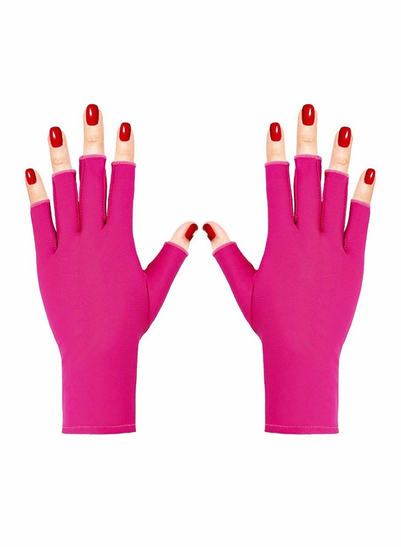UV Glove for Nail Lamp, Gel Manicures Glove, Half Finger Stretchy Gloves for Girls Protect Hands  - Image 1