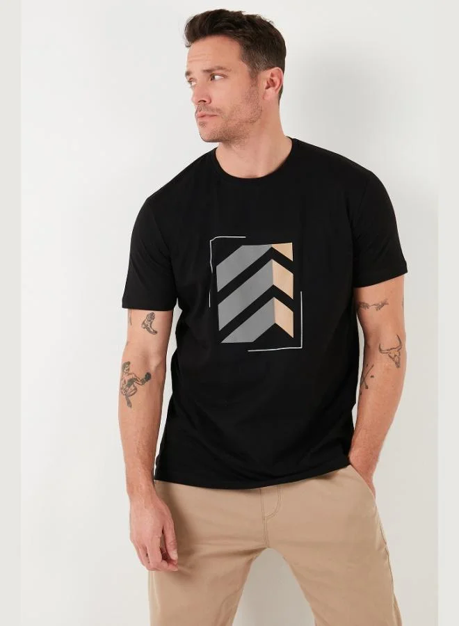 Buratti  Buratti Printed Cotton Crew Neck Slim Fit T Shirt Men's T-Shirt 646R8080 for Men | Best Price UAE