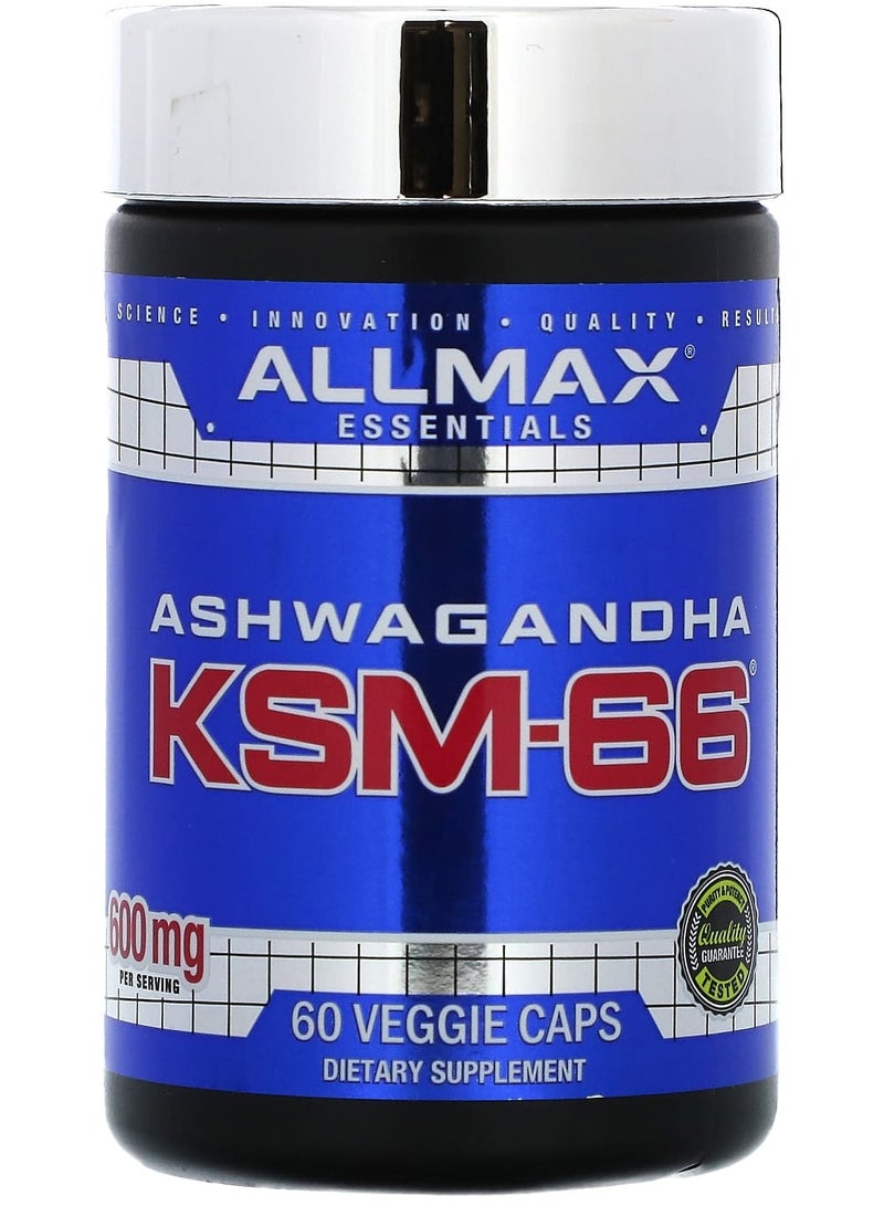 Allmax Ashwagandha KSM-66, 600 mg, 60 Veggie Caps (300 mg per Capsule) 