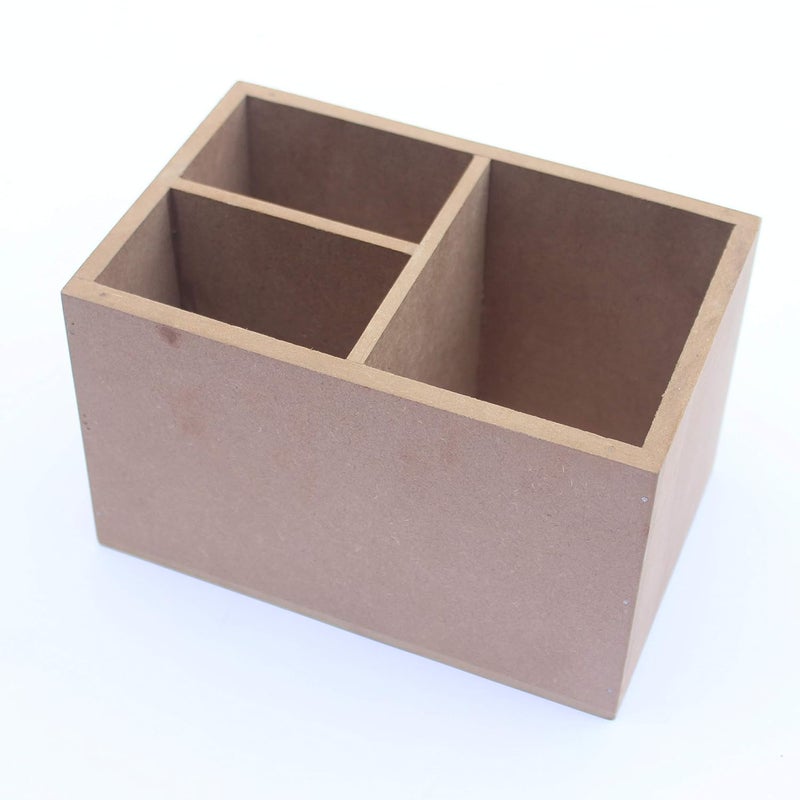IVEI صندوق تنظيم القرطاسية من MDF - قطع MDF عادية لتنظيم المكتب للرسم، الديكوباج، فن الراتنج والديكور (صندوق MDF DIY) - بني - Image 2