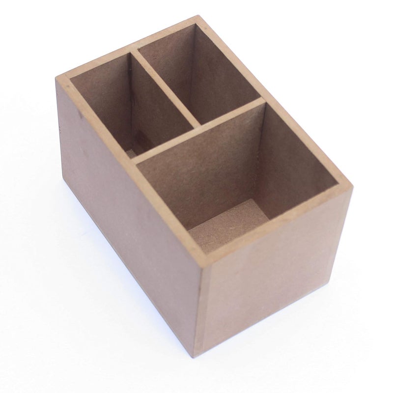IVEI صندوق تنظيم القرطاسية من MDF - قطع MDF عادية لتنظيم المكتب للرسم، الديكوباج، فن الراتنج والديكور (صندوق MDF DIY) - بني - Image 3