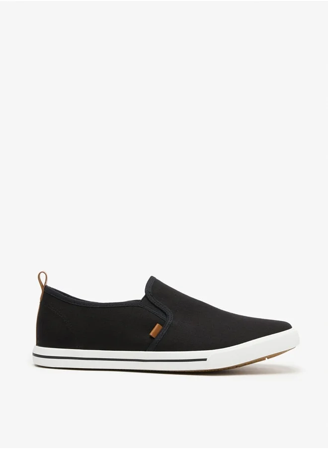 لي كوبر Men's Textured Slip-On Sneakers with Pull Tabs