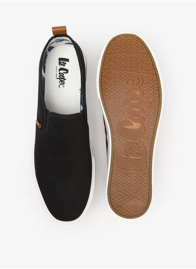 لي كوبر Men's Textured Slip-On Sneakers with Pull Tabs