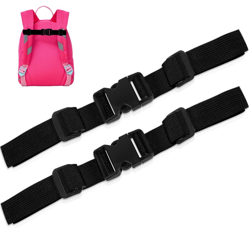 Moorle Adjustable Chest Strap Backpack, Pack of 2 Nylon Backpack Straps with Quick Release, Non-Slip Webbing for School Bag, Black, Durable Chest Strap for Jogging, Hiking, Outside - Image 1