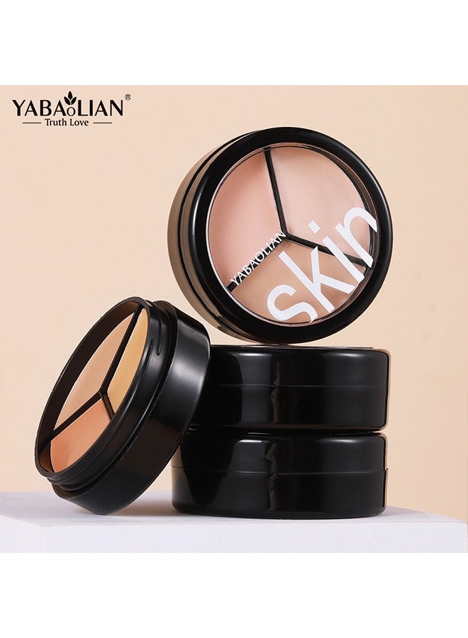 Yabaolian Tri-color Face Concealer Contour Palette With Brush for Light Medium Skin.   Correct Cream Foundation Palet for Under Eye Dark Circles Eyelid Tattoo. Natural Color Cream Makeup Plate corrector de ojeras - Image 5