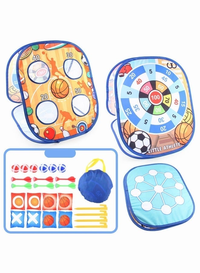 MIXDE 4 in1 Basketball Bean Bag Toss Game Kids Outdoor Toys,Double-Sided Foldable Cornhole Board Backyard Beach Yard Outdoor Toys for Toddler, Outside Lawn Party Activities Toy Gift for Boys Girls - Image 3