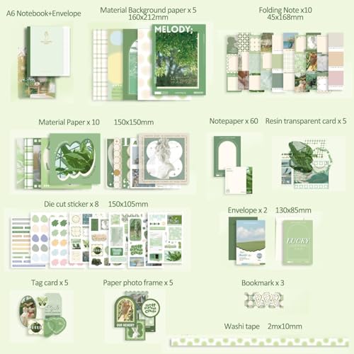 ATIRAMANIYA Scrapbook Kit 232 Pcs, Junk Journal Kit with Journaling Supplies, Scrapbook Paper, A6 Grid Notebook, Washi Stickers, Washi Tape, Scrapbook Kit Craft DIY Gift Set (Poetry Scrapbook) - Image 2