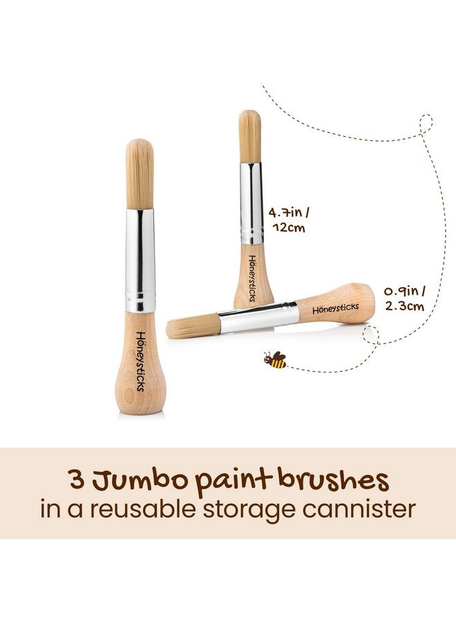 Honeysticks My First Paint Brush Set 3 Pack. Perfect First Paint Brushes For Baby Toddler. Jumbo Paint Brushes For Toddlers With A Chubby Wood Handle For Easy Grip. Handy Storage Container. Vegan  - Image 3