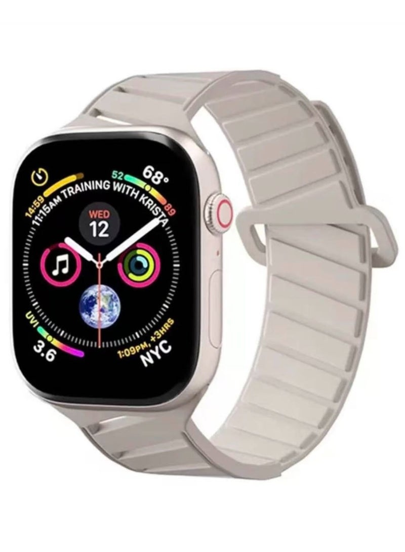 سوار سيليكون مغناطيسي مضفر بنمط نسيج Twill متوافق مع Apple Watch بمقاسات 38/40/41/42 مم للموديلات ذات الحجم الصغير، حزام سيليكون بإغلاق مغناطيسي آمن، مناسب لـ Series 1–10 و SE - Image 1