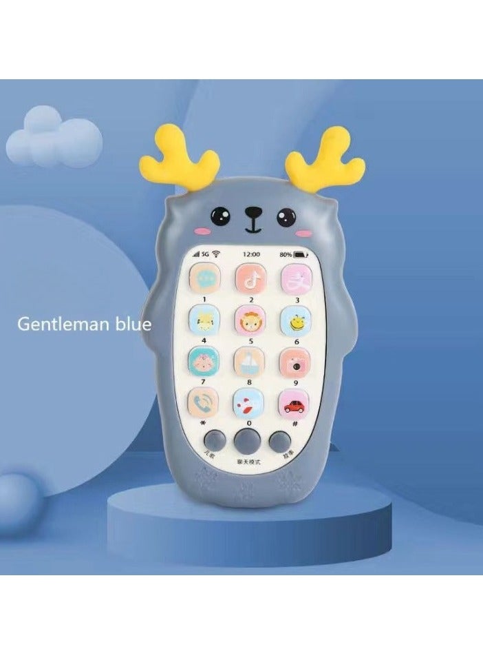 AROAQ Kids Toy Phone, Educational Music Phone Toy, Safe Durable Baby Simulation Mobile Phone, Fun Light Music Early Educational Interactive Mobile Toy for Kids, (Fawn Blue (Charging Package)) - Image 1