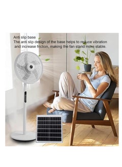MOCOM Portable Solar & Electric Rechargeable Floor Fan with Remote Control | Solar Rechargeable Pedestal Fan – 30Ah Lithium Battery | 24H Runtime | Dual Solar + AC Charging | 3-Speed Remote Control | 25W/30W High-Speed Cooling | Indoor & Outdoor Use – Durable ABS + Metal Construction (8000mAh Backup)  - Image 3