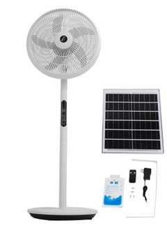 MOCOM Portable Solar & Electric Rechargeable Floor Fan with Remote Control | Solar Rechargeable Pedestal Fan – 30Ah Lithium Battery | 24H Runtime | Dual Solar + AC Charging | 3-Speed Remote Control | 25W/30W High-Speed Cooling | Indoor & Outdoor Use – Durable ABS + Metal Construction (8000mAh Backup)  - Image 1