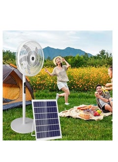 MOCOM Portable Solar & Electric Rechargeable Floor Fan with Remote Control | Solar Rechargeable Pedestal Fan – 30Ah Lithium Battery | 24H Runtime | Dual Solar + AC Charging | 3-Speed Remote Control | 25W/30W High-Speed Cooling | Indoor & Outdoor Use – Durable ABS + Metal Construction (8000mAh Backup)  - Image 2