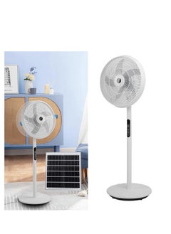 MOCOM Portable Solar & Electric Rechargeable Floor Fan with Remote Control | Solar Rechargeable Pedestal Fan – 30Ah Lithium Battery | 24H Runtime | Dual Solar + AC Charging | 3-Speed Remote Control | 25W/30W High-Speed Cooling | Indoor & Outdoor Use – Durable ABS + Metal Construction (8000mAh Backup)  - Image 4