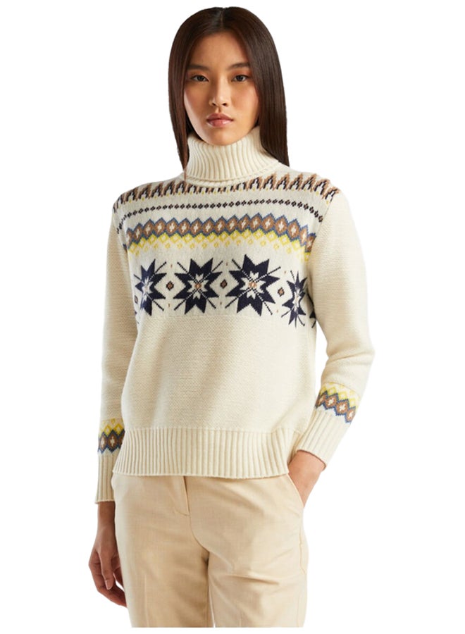 Benetton TURTLENECK WITH GEO PATTERNS - Image 1