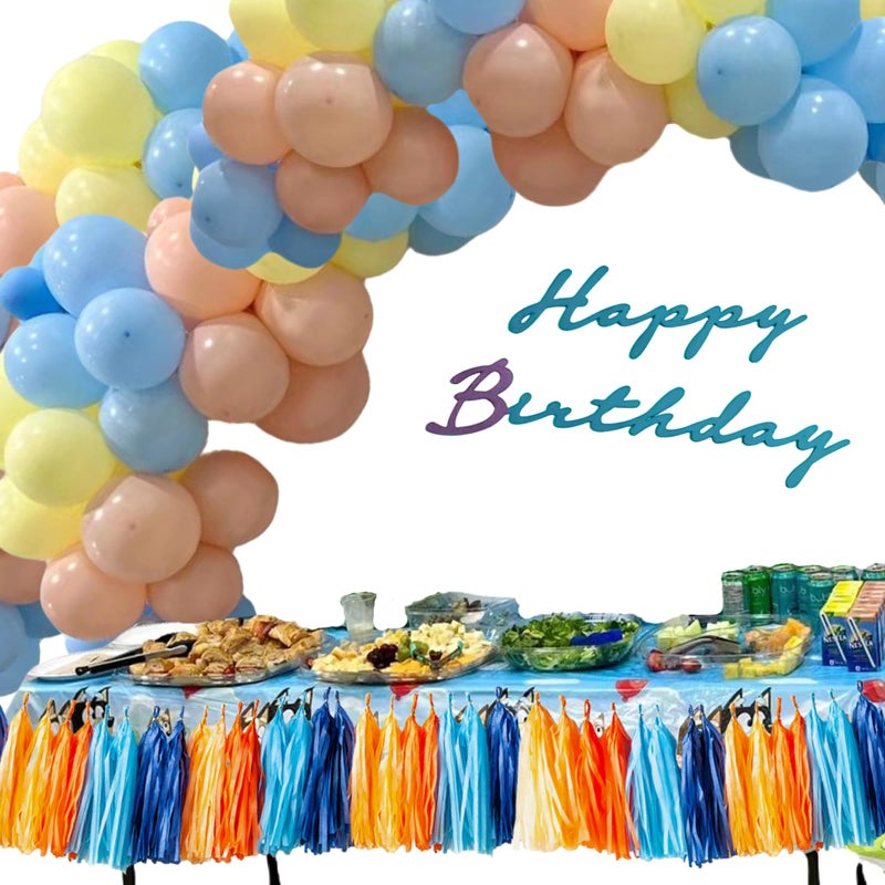 Capesaro Blue and Orange Tassel Garland,Tissue Tassel Banner for Party Decorations,Pack of 20 - Image 5