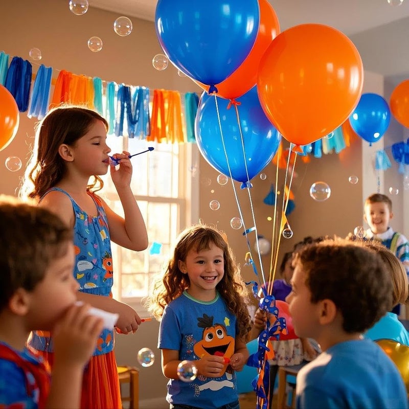 Capesaro Blue and Orange Tassel Garland,Tissue Tassel Banner for Party Decorations,Pack of 20 - Image 2