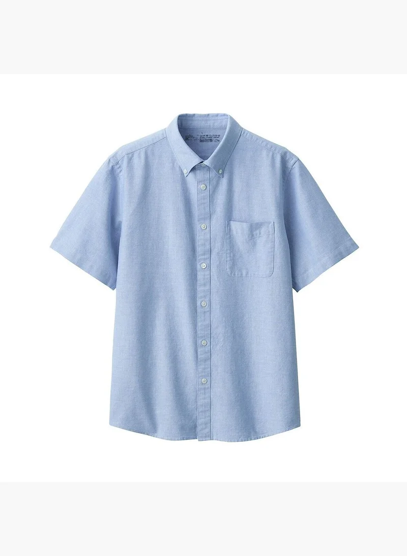 MUJI Washed Oxford Button Down Short Sleeve Shirt