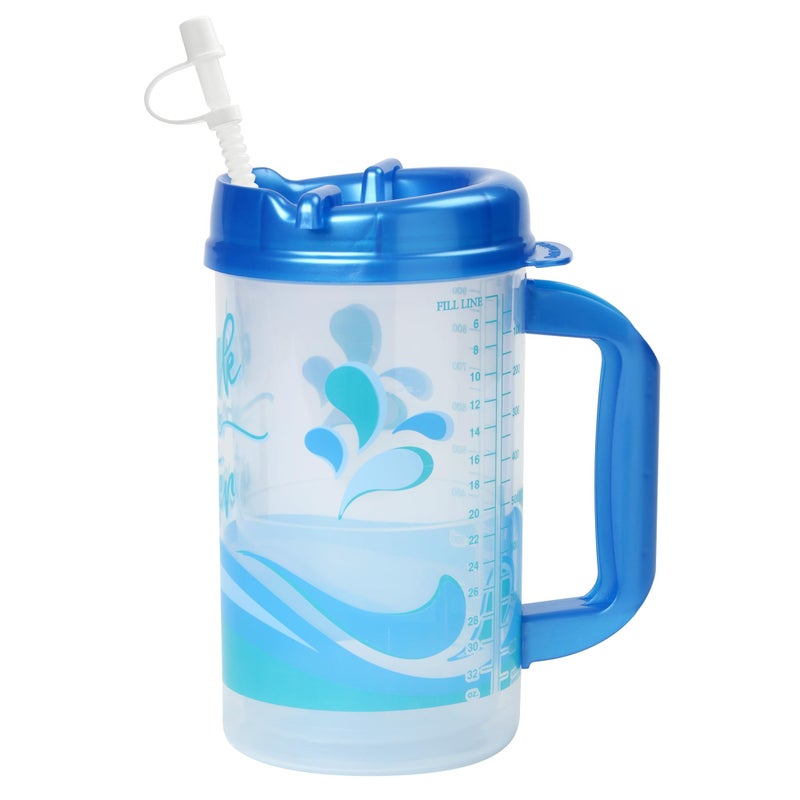 Plum Hill Hospital Cup with Lid and Straw 32 oz Water Tracker Mug with Handle Lightweight Cups H2O Bottle with Measurements