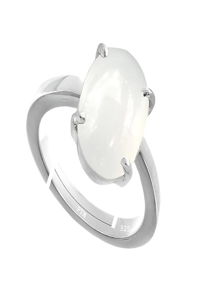 PTM Natural Moonstone/Ch&rakant 3.25 Ratti or 3 Carat Astrological Certified Gemstone Pure Sterling Silver/925 bis Hallmark Adjustable Ring for Men - nfba4325 - Image 1