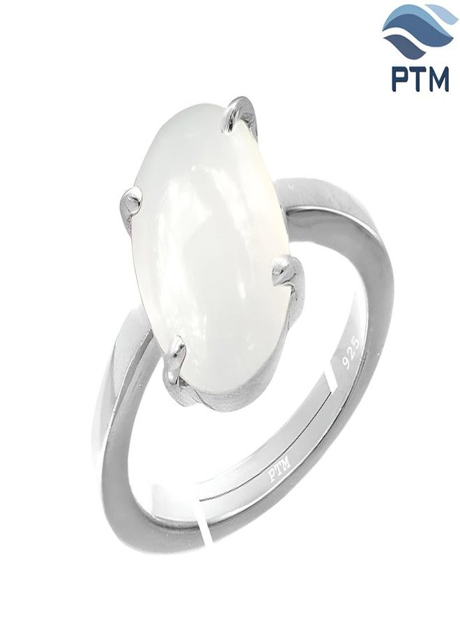 PTM Natural Moonstone/Ch&rakant 3.25 Ratti or 3 Carat Astrological Certified Gemstone Pure Sterling Silver/925 bis Hallmark Adjustable Ring for Men - nfba4325 - Image 3