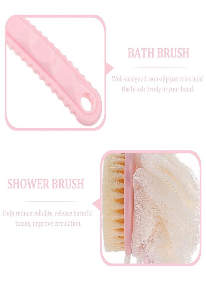 Falshruti Bath Brush with 2-in-1 Bristles and Loofah Curved Long Handle Shower Body Brush for Wet or Dry Use, Scrubber for Men and Women Bristles,Back Scrubber with Curved Long Handled Shower Brush for Wet or Dry(Multicolor) - Image 4