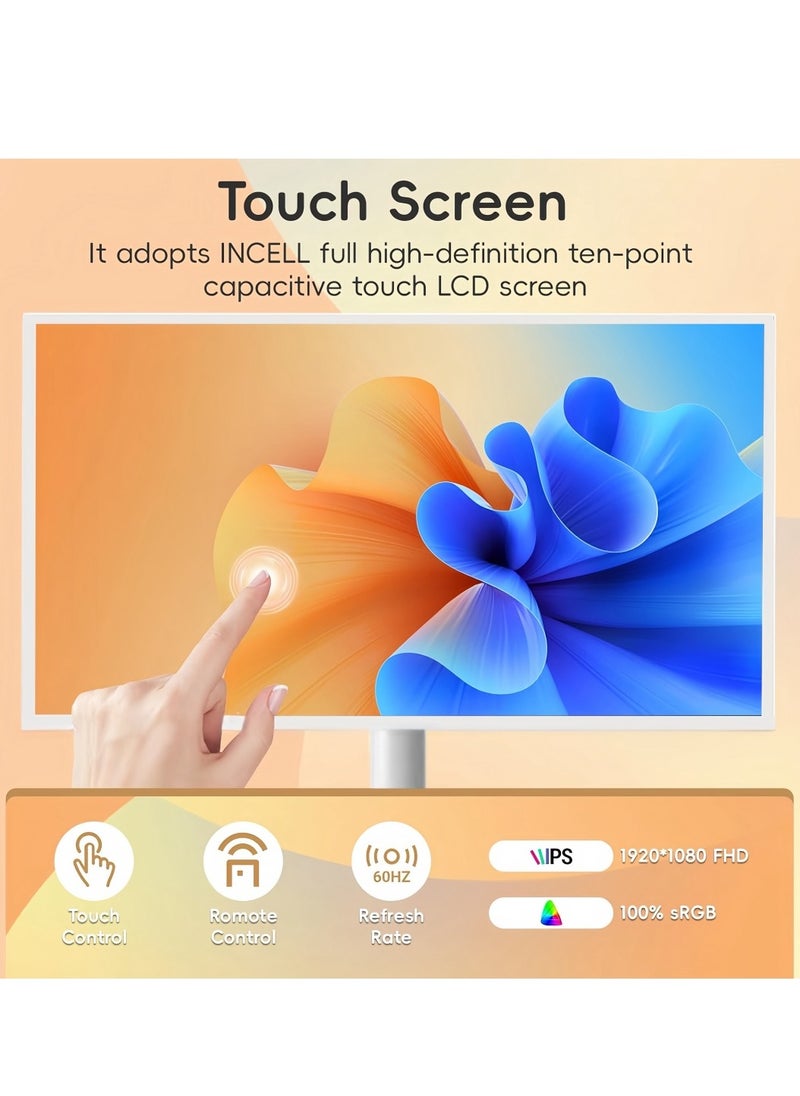 FlashHawk 21.5 Inch Portable TV Floor Screen with Adjustable Stand  | 4G RAM+64G Storage- LCD Smart Touch Display Screen, Built-in Battery, Full Swivel Rotation  - Image 4