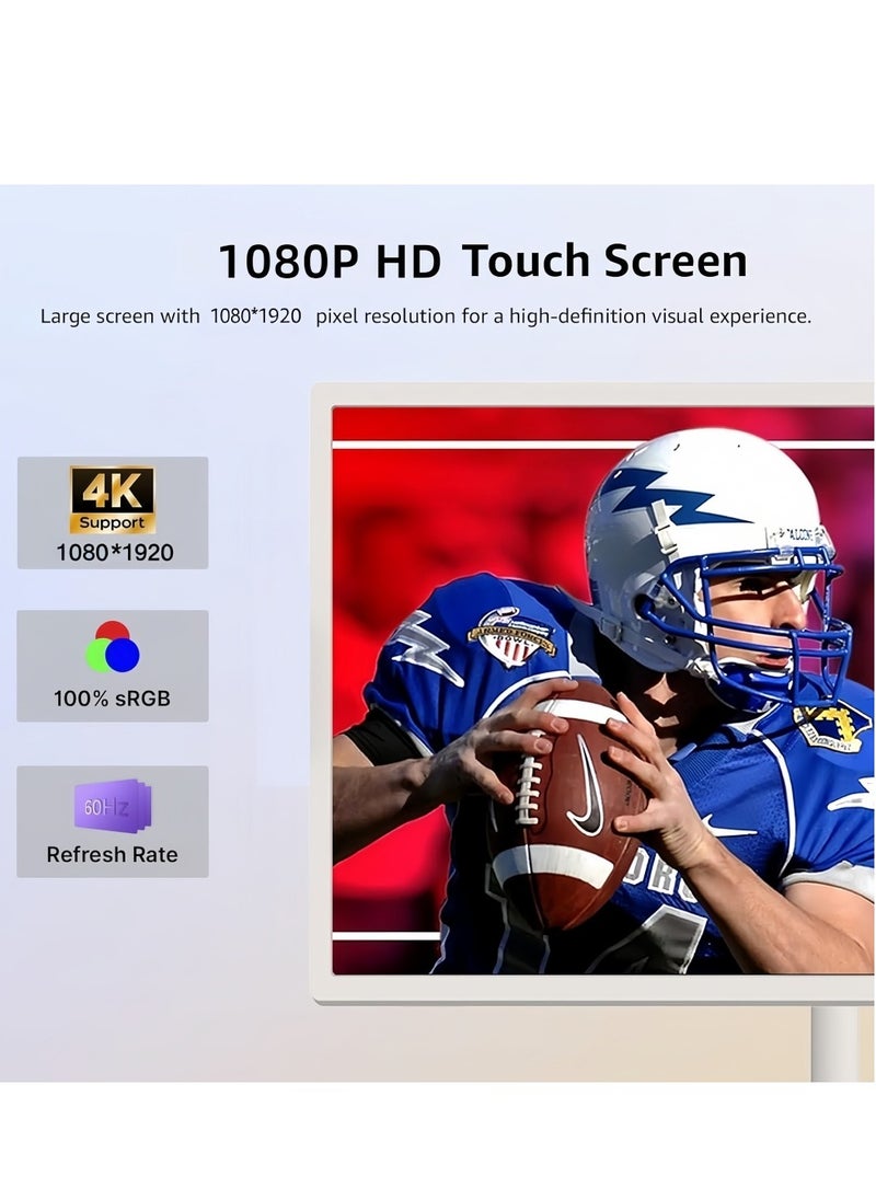 FlashHawk - 21.5 Inch Portable TV Floor Screen with Adjustable Stand  | 4G RAM+64G Storage- LCD Smart Touch Display Screen, Built-in Battery, Full Swivel Rotation - Image 1