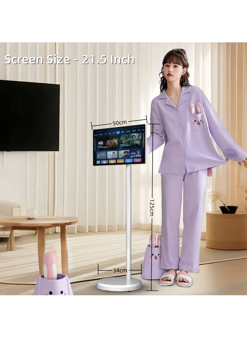 FlashHawk - 21.5 Inch Portable TV Floor Screen with Adjustable Stand  | 4G RAM+64G Storage- LCD Smart Touch Display Screen, Built-in Battery, Full Swivel Rotation - Image 1