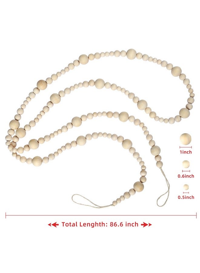 GWHOLE 7.2 Ft Christmas Wooden Bead Garland Natural Prayer Beads for Christmas Tree Decor, Table Decor Boho Decor Modern Farmhouse Home Mantel Rustic Country Holiday Decor - Image 2