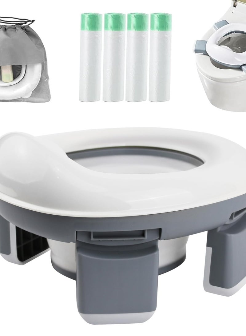 SOLARAE 2-in-1 Portable Travel Potty, Foldable Toddler Travel Potty with Storage, Convenient Emergency Toilet for Car and Outdoor Use (Grey) - Image 1