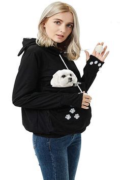 Foreign Trade Cross-border Explosions Embroidered Big Pocket Hooded Sweat Amazon Hot Autumn Thin Long Sleeve Womens Sweat Black