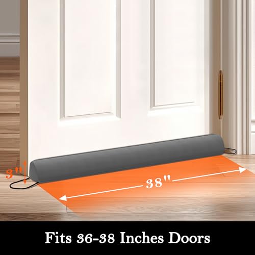 Sunolga 38" Door Draft Stopper Blocks Hot Cold Air with Removable Washable Cover for Gaps Up to 3", All-Season Noise, Light, Dust and Wind Seal for The Bottom of Door and Window, Grey - Image 2
