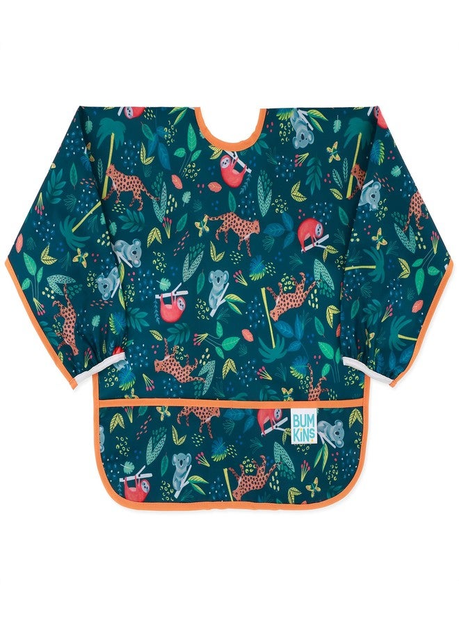 Bumkins Sleeved Bib for Girl or Boy, Baby and Toddler for 6-24 Mos, Essential Must Have for Eating, Feeding, Baby Led Weaning Supplies, Long Sleeve Mess Saving Food Catcher, Soft Fabric, Jungle - Image 1