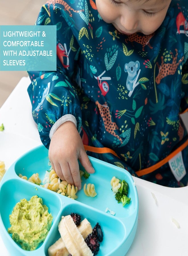 Bumkins Sleeved Bib for Girl or Boy, Baby and Toddler for 6-24 Mos, Essential Must Have for Eating, Feeding, Baby Led Weaning Supplies, Long Sleeve Mess Saving Food Catcher, Soft Fabric, Jungle - Image 4