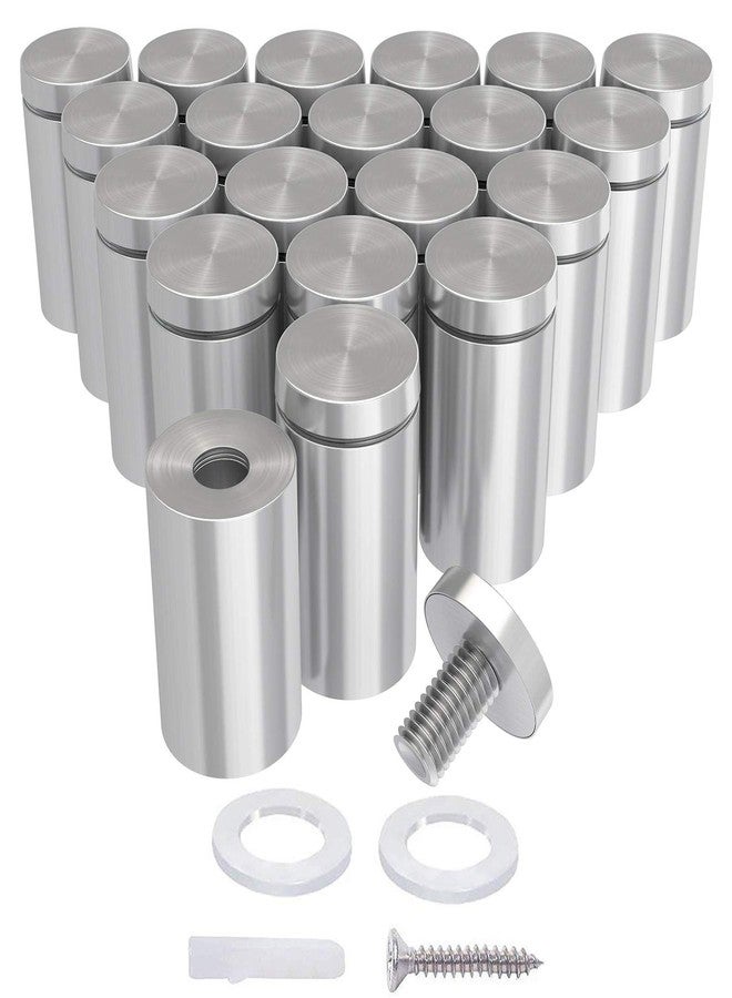 LuckIn 20-Pack Standoff Screws (1/2 in. Dia x 1 in. L), Stainless Steel Standoff Mounting Hardware for Acrylic Signs, Silver - Image 1