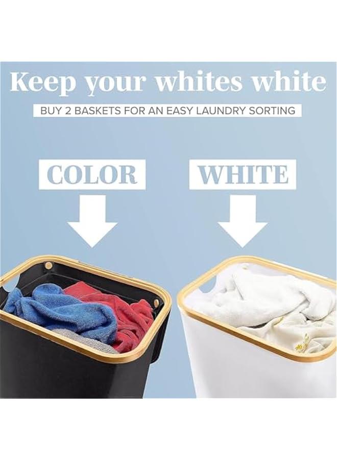 MIXDE Large Laundry Basket with Lid, 110L Tall Laundry Basket with Bamboo Handles for Clothes and Toys, Collapsible Laundry Hamper with Inner Bag for Bedroom and Bathroom (Black) - Image 5