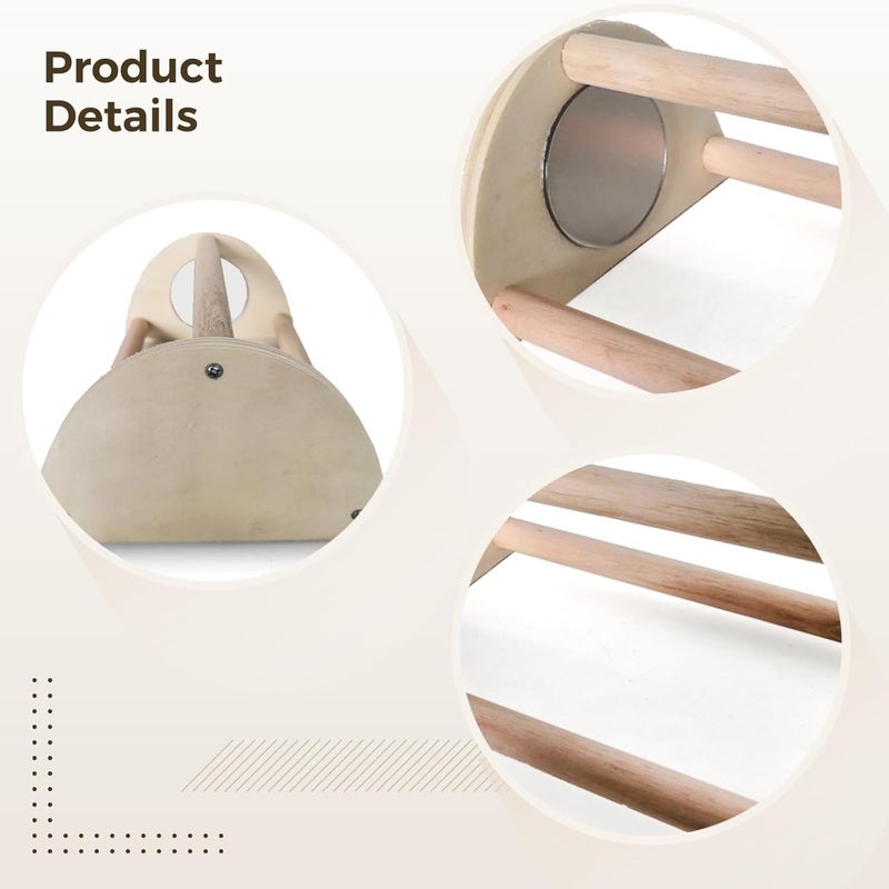Wooden Perch Stand, Parrot, Chicken, 2-Tier Design, Mirror, Easy Installation, Compact, Exercise, Entertainment - Image 2