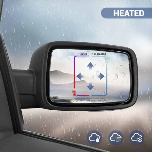 Sanooer Side Mirror for Dodge Ram - Compatible with Towing Mirror 2009-2018 Dodge Ram 1500 2500 3500 4500 5500 with Power Heated Turn Signal Manual Folding Power Adjustment Only Right Side - Image 5
