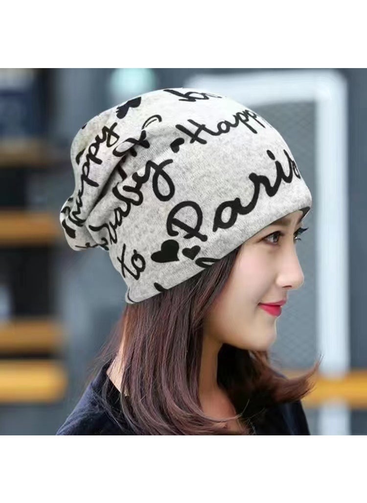 Generic Versatile Autumn Winter Twist Scarf Cap No. 41 gray small letters 