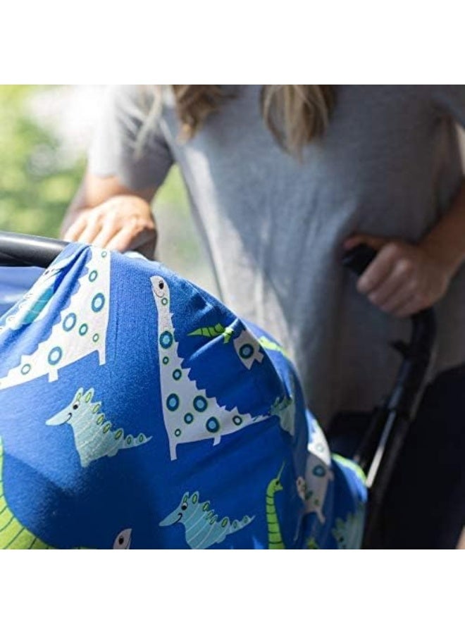 JumpOff Jo - Multifunctional 5-in-1 Cover - Car Seat Canopy, Breastfeeding Cover, Stroller, Highchair, Lounger, Shopping Cart Cover & Baby Blanket, Newborn Essentials - Dinosaurs - Image 5