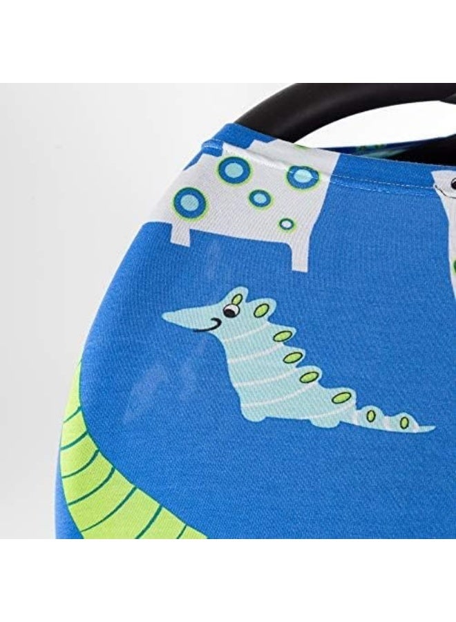 JumpOff Jo - Multifunctional 5-in-1 Cover - Car Seat Canopy, Breastfeeding Cover, Stroller, Highchair, Lounger, Shopping Cart Cover & Baby Blanket, Newborn Essentials - Dinosaurs - Image 3