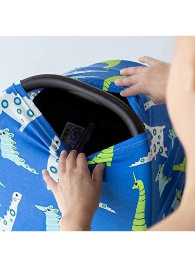 JumpOff Jo - Multifunctional 5-in-1 Cover - Car Seat Canopy, Breastfeeding Cover, Stroller, Highchair, Lounger, Shopping Cart Cover & Baby Blanket, Newborn Essentials - Dinosaurs - Image 4